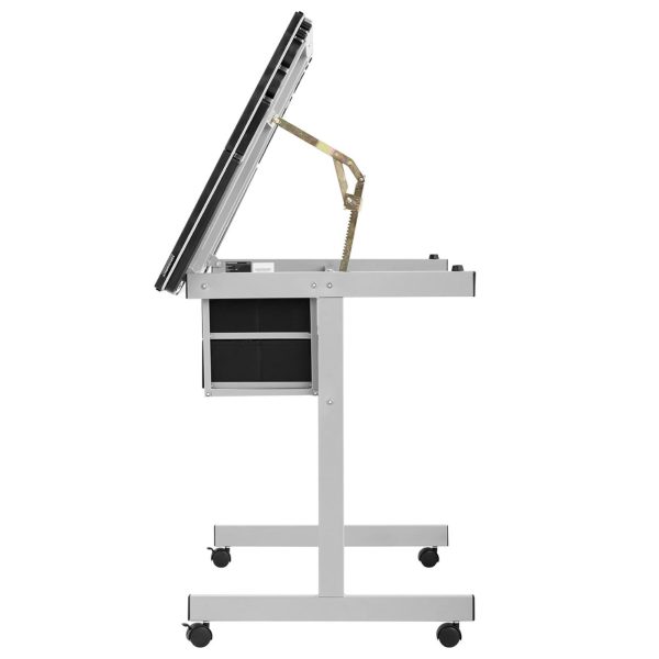 Galda mobilais stikla krājuma galds ar atvilktnēm 104x60 cm skicēšanas zīmēšanai