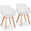 Skandināvijas plastmasas kausa krēsls ar koka kājām līdz 150 kg 2 pcs balts