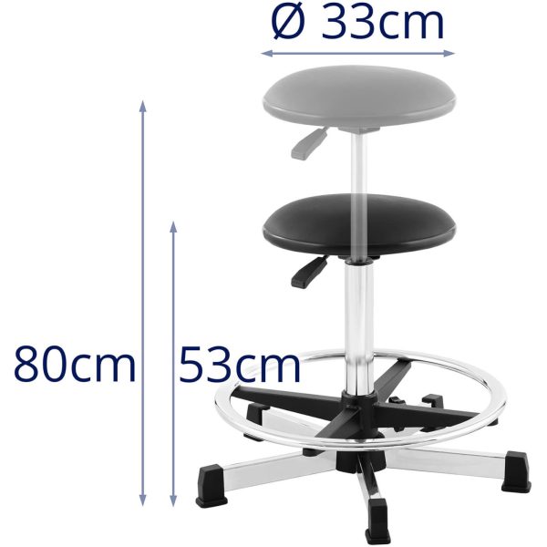 StockTrack darbnīcas darba krēsls ar pēdu balstu 120 kg 530-800 mm melns