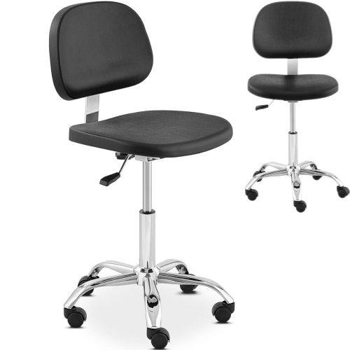 Darbnīcas darba krēsls ar Chrome atbalstu līdz 120 kg 450-585 mm melns