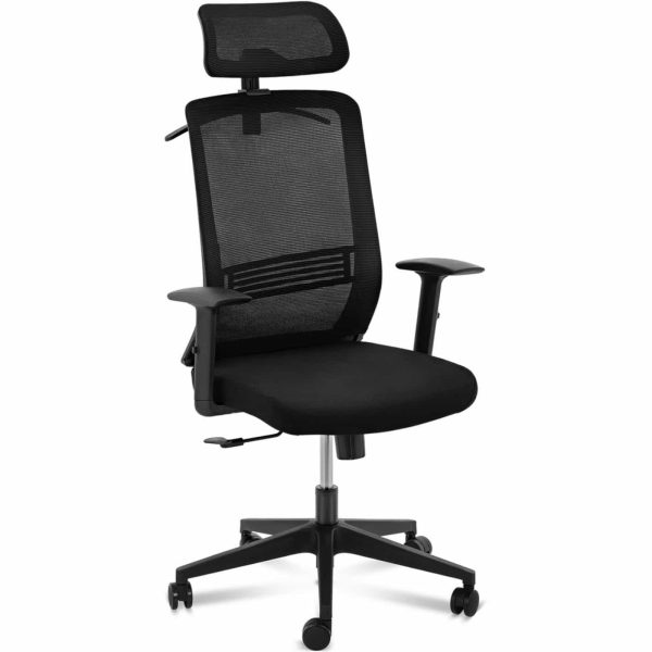 Ergonomisks biroja krēsls ar sieta atzveltni, galvas balstu un pakaramo, augstums 40-50 cm