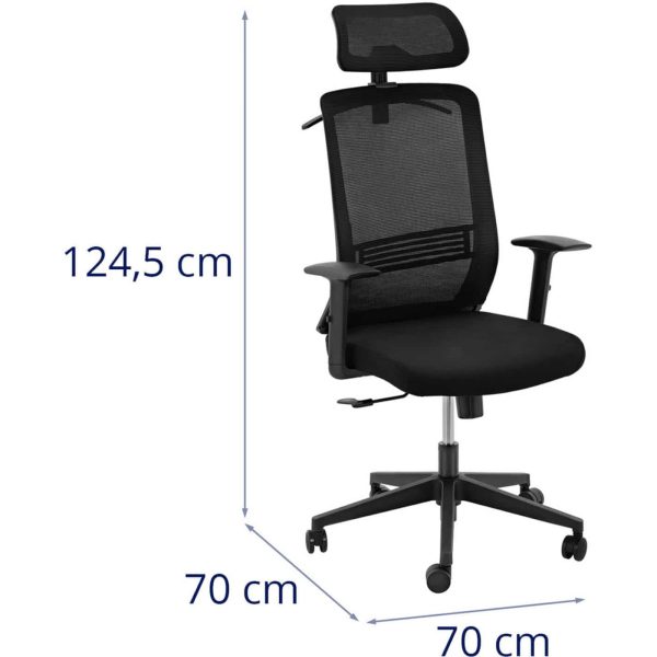 Ergonomisks biroja krēsls ar sieta atzveltni, galvas balstu un pakaramo, augstums 40-50 cm