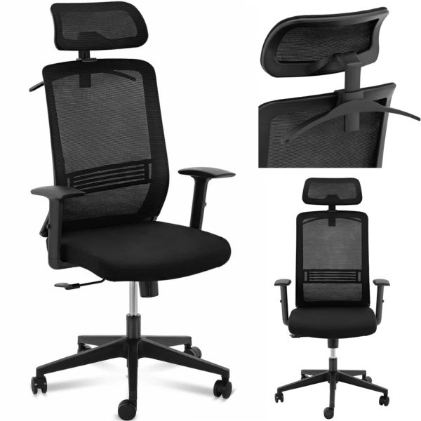 Priekšsēdētāja ergonomiskais biroja priekšsēdētājs ar tīkleni ar acu galvas balstu un pakaramo augstumu 40-50 cm