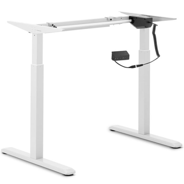 Rāmja rāmja galds ar elektriskā augstuma regulēšanu 73-123 cm līdz 80 kg balts