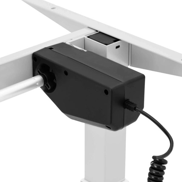 Rāmja rāmja galds ar elektriskā augstuma regulēšanu 73-123 cm līdz 80 kg balts