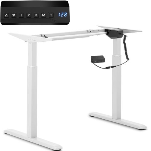 Rāmja rāmja galds ar elektriskā augstuma regulēšanu 73-123 cm līdz 80 kg balts