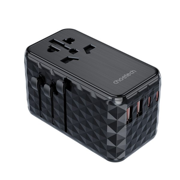 Adaptera ceļojumu lādētājs ES / US / AUS / UK 2X USB-C 2X USB-A 100W-Black