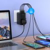 Adaptera ceļojumu lādētājs ES / US / AUS / UK 2X USB-C 2X USB-A 100W-Black
