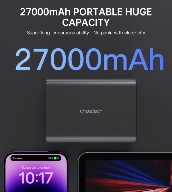 PowerBank 27000 MAH 2X USB-A 2X USB-C 100W barošanas stacija-melns