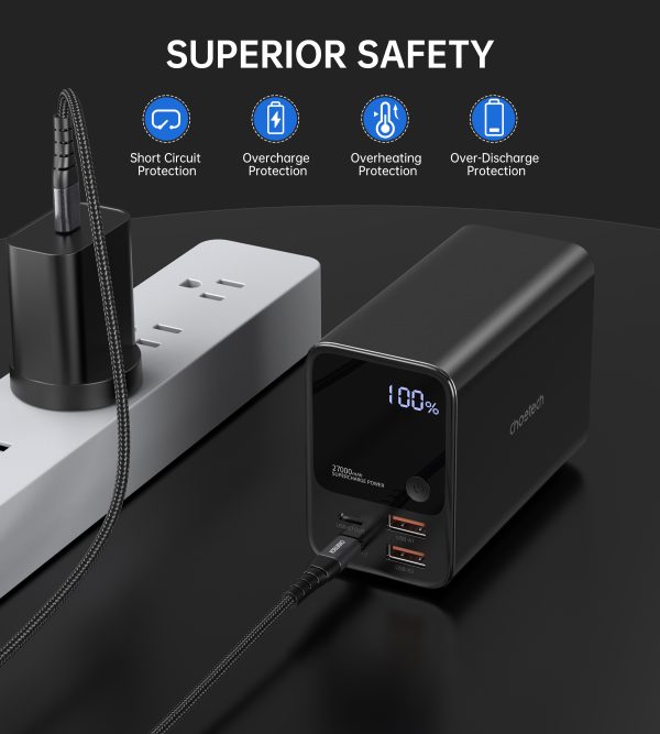 PowerBank 27000 MAH 2X USB-A 2X USB-C 100W barošanas stacija-melns