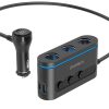 Automašīnas lādētājs + 3x šķiltavas ligzda 2X USB-C PD 1X USB-A QC-Black