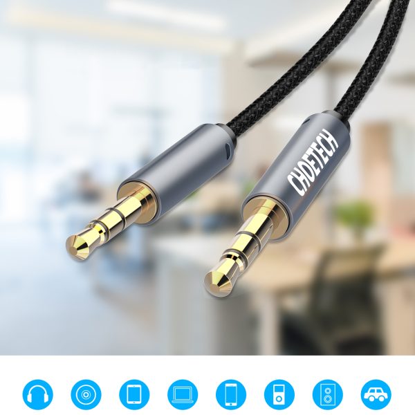 Aux audio kabelis 2x mini ligzdai 3,5 mm vīriešu skaļrunis 1,2m - melns