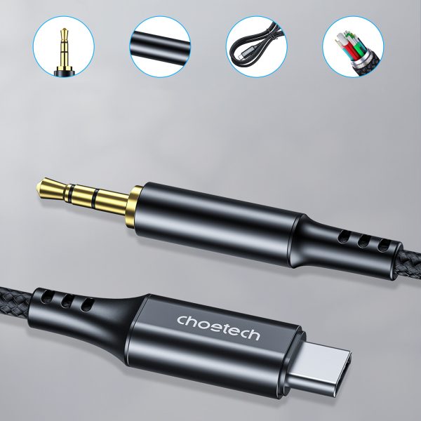 Aux USB -C audio kabeļa kabelis - mini ligzda 3,5 mm 2 m - melns