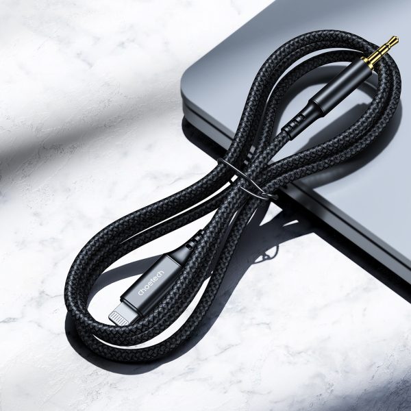 Kabeļa aux aux iPhone zibens - mini ligzda 3,5 mm 2 m - melns