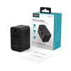 Adaptera ceļojuma lādētājs 35W ES / ASV / AUS / Lielbritānija ar iebūvētu -in USB -C kabeli -melns
