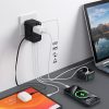 Adaptera ceļojuma lādētājs 35W ES / ASV / AUS / Lielbritānija ar iebūvētu -in USB -C kabeli -melns