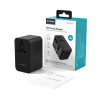 Adaptera ceļojuma lādētājs 70W ES / ASV / AUS / Lielbritānija ar iebūvētu -in USB -C kabeli -melns