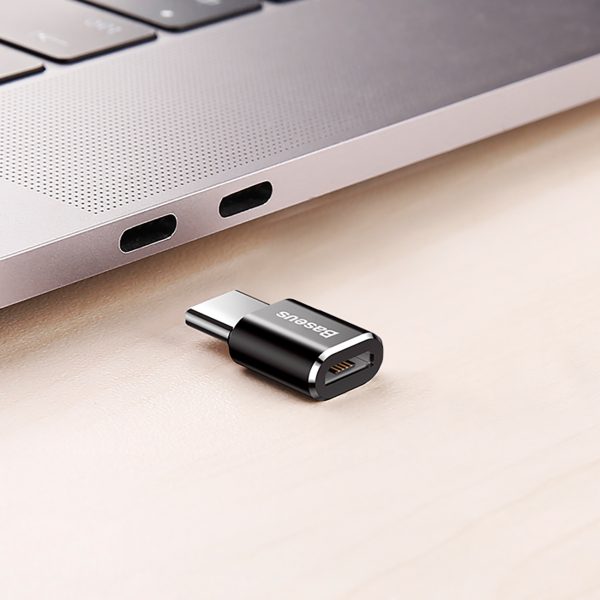Adaptera mini adapteris ar mikro USB uz USB -C - melns