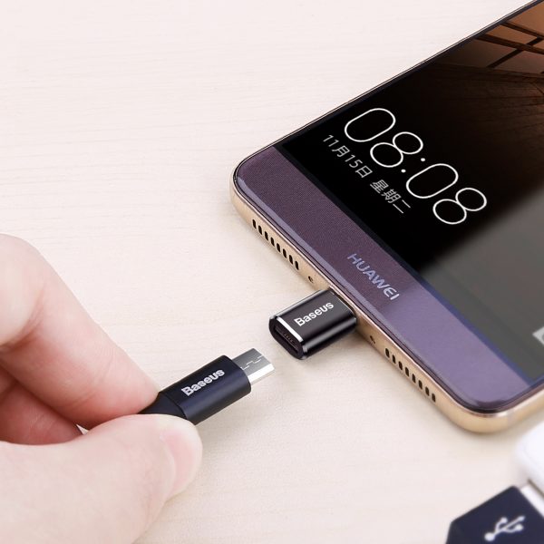 Adaptera mini adapteris ar mikro USB uz USB -C - melns