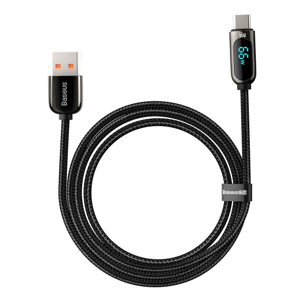 Parādiet ātras uzlādes datus USB -A kabelis - USB -C 66W 1M - melns