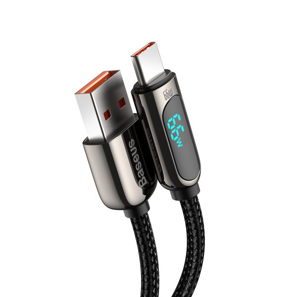 Parādiet ātras uzlādes datus USB -A kabelis - USB -C 66W 1M - melns