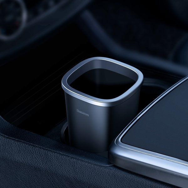Mini atkritumu tvertne birojam vai automašīnai, kas uzstādīta krūzes rokturī - melns
