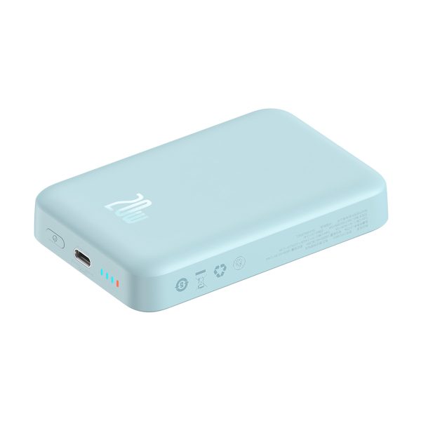 Magnētiskais mini 10 000 mAh 20W indukcijas PowerBank + USB -C kabelis - zils