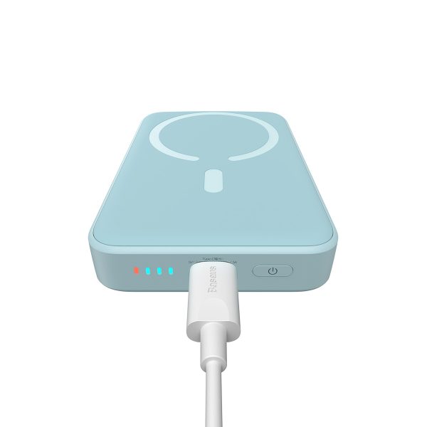 Magnētiskais mini 10 000 mAh 20W indukcijas PowerBank + USB -C kabelis - zils