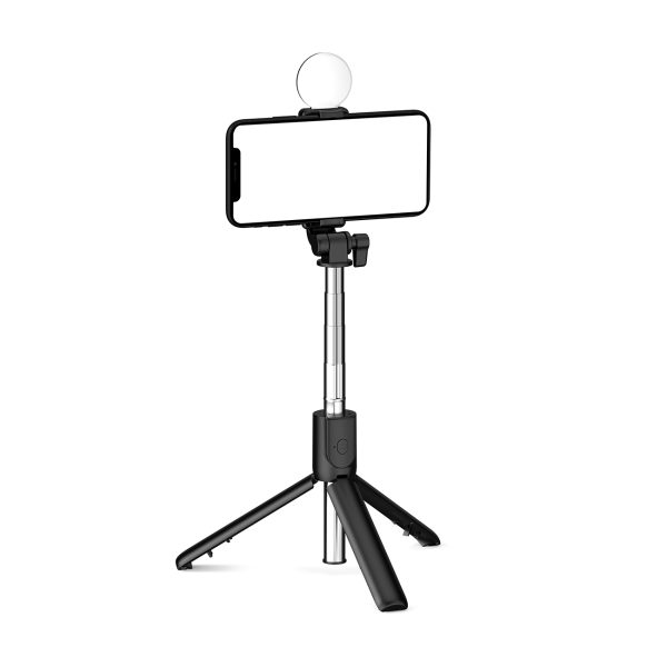 Teleskopiskais selfijs ar tālvadības pulti + LED statīva lampa