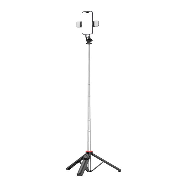 Teleskopiskais selfijs ar tālvadības pulti + 2x LED lampas statīva stends pa tālruni 1