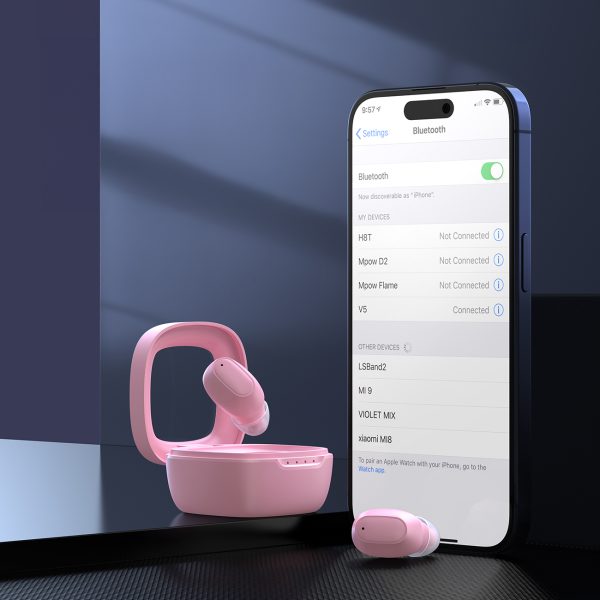 Mems in -ear austiņās TWS Bluetooth 5.3 - rozā krāsā