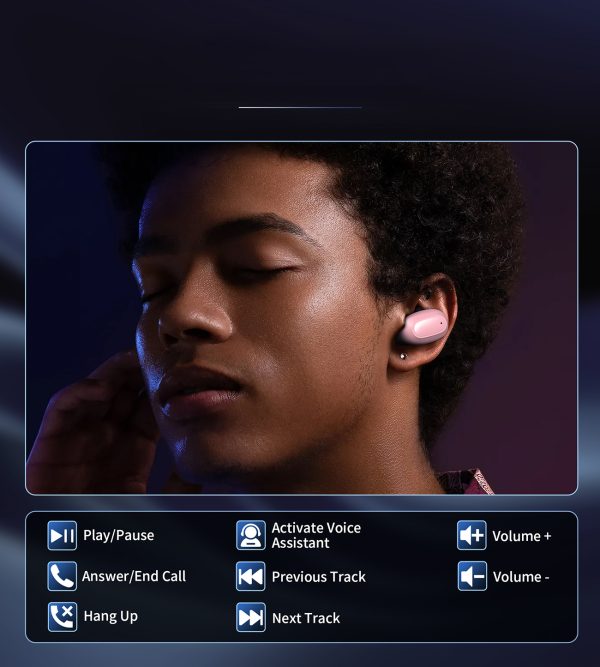 Mems in -ear austiņās TWS Bluetooth 5.3 - rozā krāsā