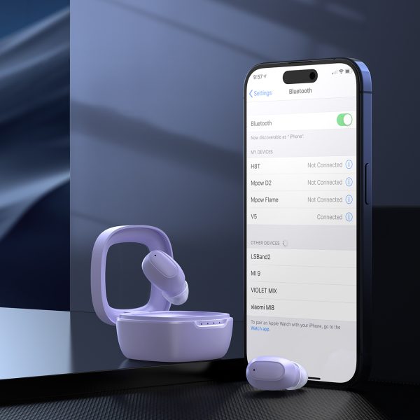 MEMS in -ear austiņās TWS Bluetooth 5.3 - purpursarkanā krāsā