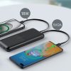 PowerBank 10000 MAH 22,5W USB-USB-C MICRO USB ar USB-C un Lightning Cable-Black