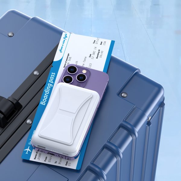 PowerBank 10 000 MAH 20W MAGSAFE USB-A USB-C Funkcija Autostāvvieta-balta