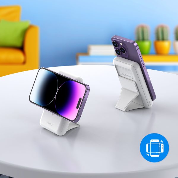 PowerBank 10 000 MAH 20W MAGSAFE USB-A USB-C Funkcija Autostāvvieta-balta