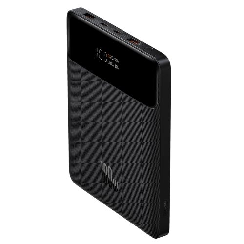 PowerBank 20 000 mAh 2x USB-A 2x USB-C 100W + USB-C kabelis-melns