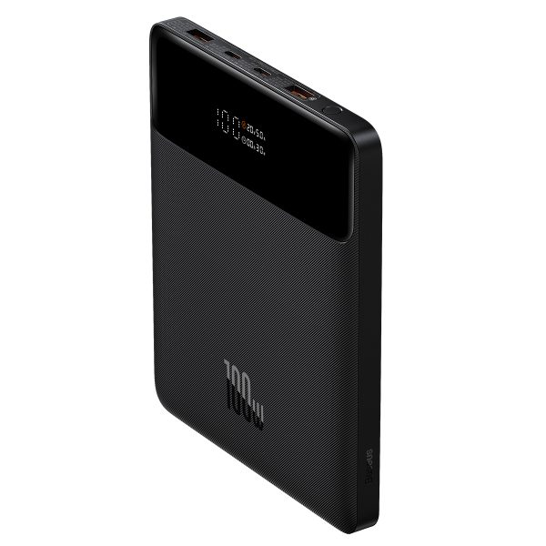 PowerBank 20 000 mAh 2x USB-A 2x USB-C 100W + USB-C kabelis-melns