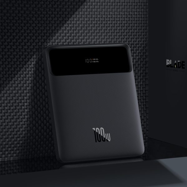 PowerBank 20 000 mAh 2x USB-A 2x USB-C 100W + USB-C kabelis-melns