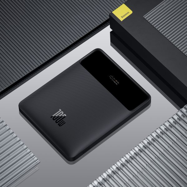 PowerBank 20 000 mAh 2x USB-A 2x USB-C 100W + USB-C kabelis-melns