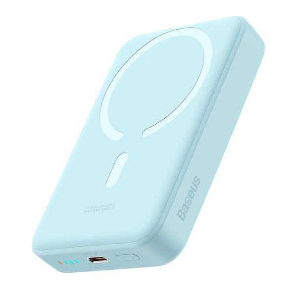 Magnētiskais mini 10 000 mAh 30W indukcijas PowerBank + USB -C kabelis - zils