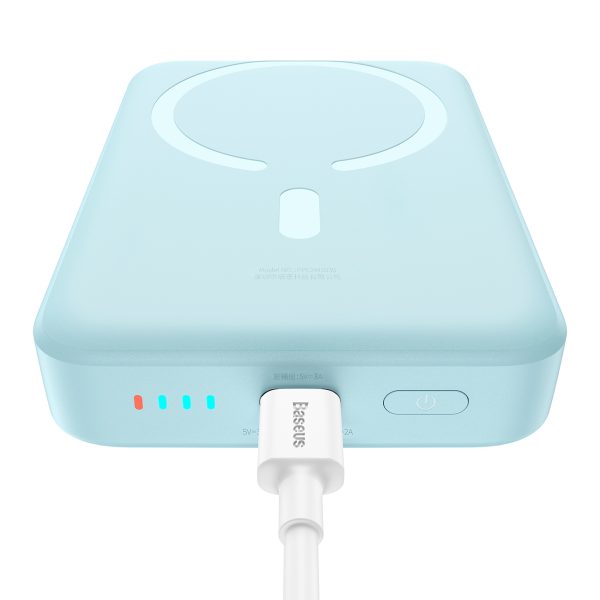 Magnētiskais mini 10 000 mAh 30W indukcijas PowerBank + USB -C kabelis - zils