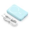 Magnētiskais mini 10 000 mAh 30W indukcijas PowerBank + USB -C kabelis - zils