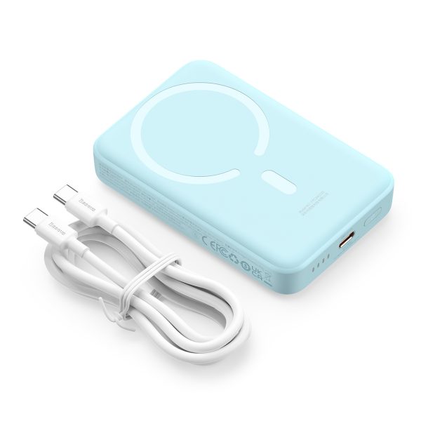 Magnētiskais mini 10 000 mAh 30W indukcijas PowerBank + USB -C kabelis - zils