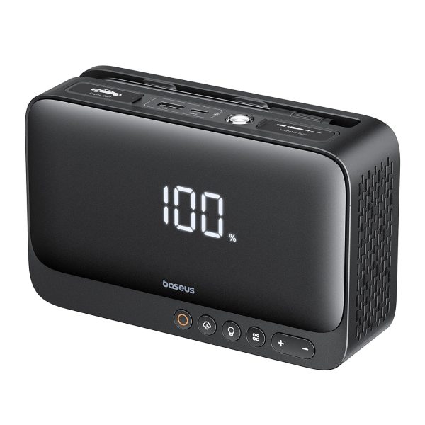 4in1 lēciena starteris 600A ar PowerBank 6000mAh lukturīša super enerģijas kompresors - melns