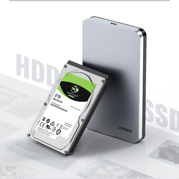 Kabata 2,5 '' SATA 3,0 6Gbps cietais disks + USB -C 0,5 m kabelis - sudrabs