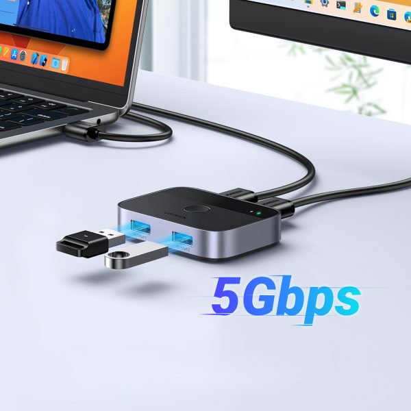 2in1 adapteris 2x USB-A 3,0 (ieeja) / 2x USB-A (izvade) -gray
