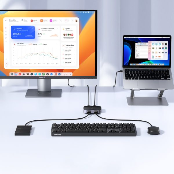 2in1 adapteris 2x USB-A 3,0 (ieeja) / 2x USB-A (izvade) -gray