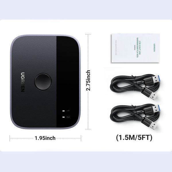 2in1 adapteris 2x USB-A 3,0 (ieeja) / 2x USB-A (izvade) -gray