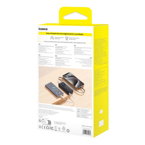 PowerBank 1000MAH 30W ar USB-C portu un izstrādāja USB-C Free2Pull-Black